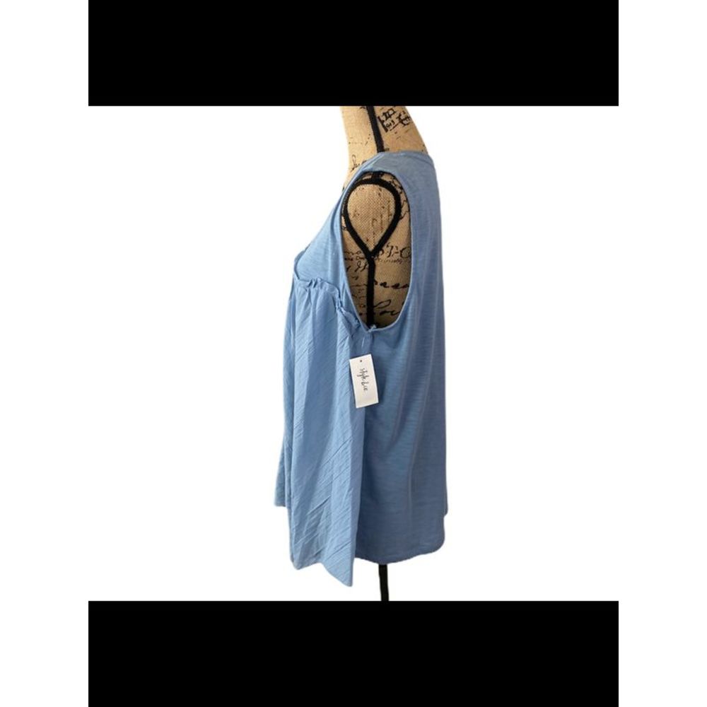 STYLE & COMPANY Womens Blue Handkerchief-hem Sleeveless Handkerchief Top S - Picture 3 of 3